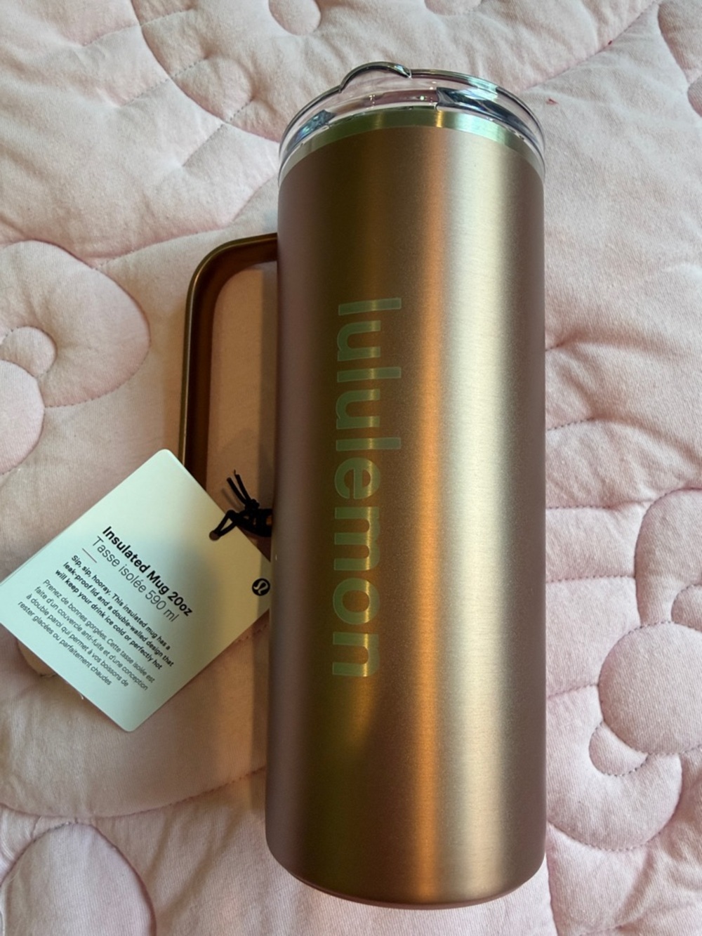 lululemon athletica metallic bronze insulated mug with handle
